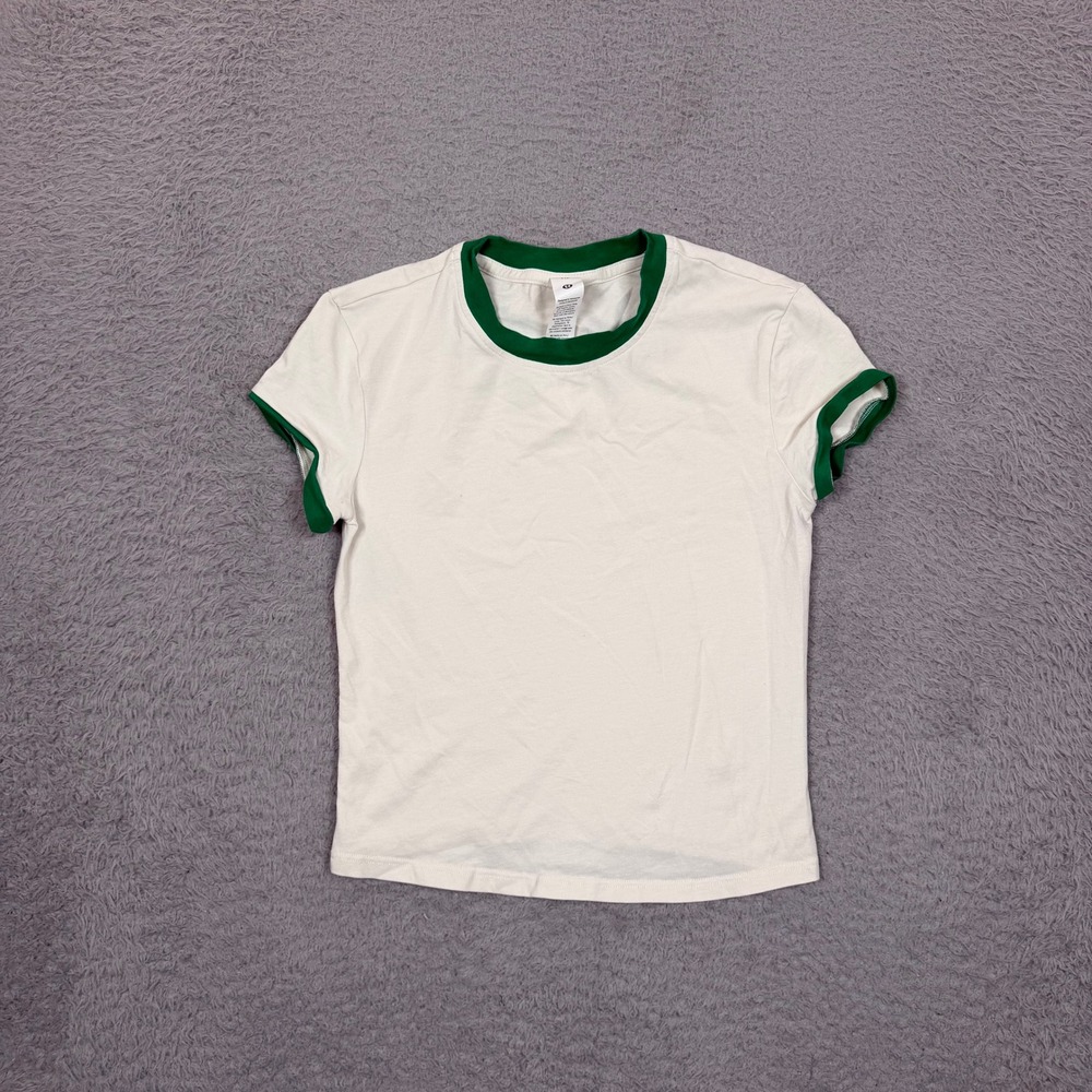 Lululemon Organic Cotton Ringer Tee Cream Green XXS LW3JPLS